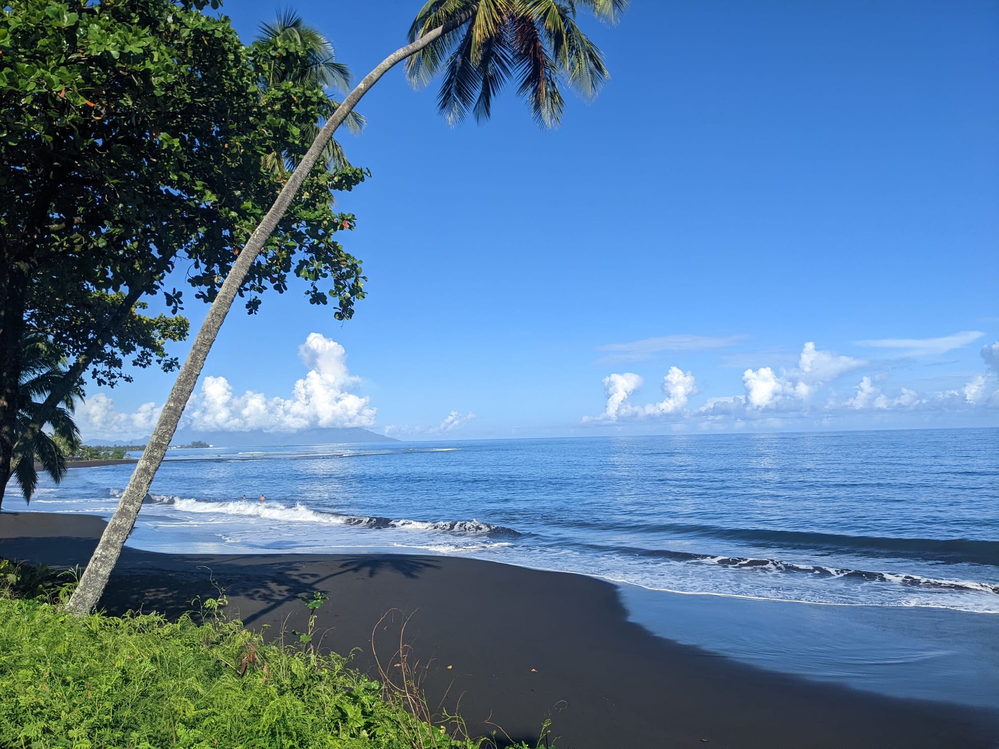 Photo of black sand beach in Polynesia