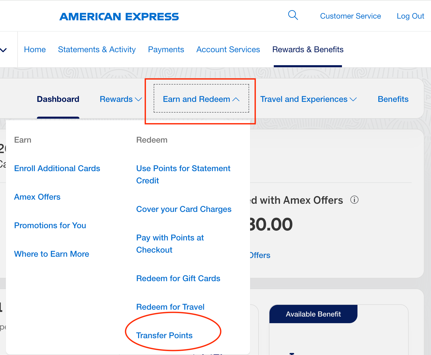 Transferring Amex points to partners - Source: Amex