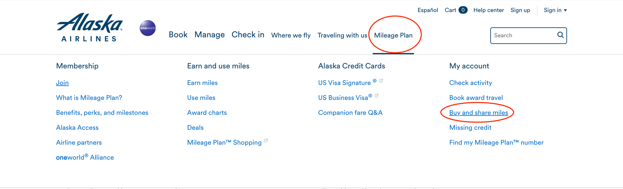 Photo of Alaska Airlines website to purchase miles - Source: AlaskaAir.com