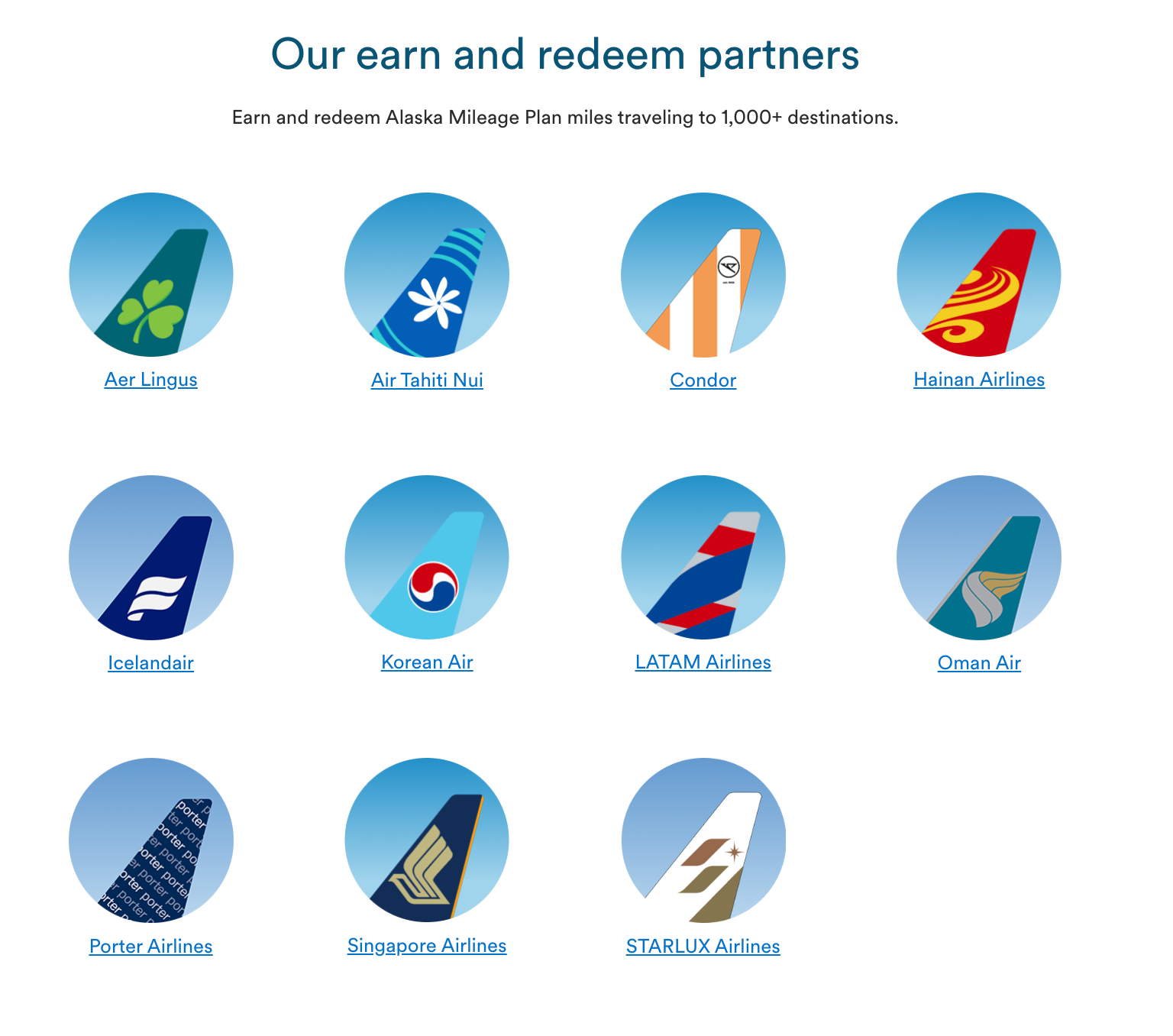 Photo of Alaska Airlines non-alliance redemption partners - Source: AlaskaAir.com