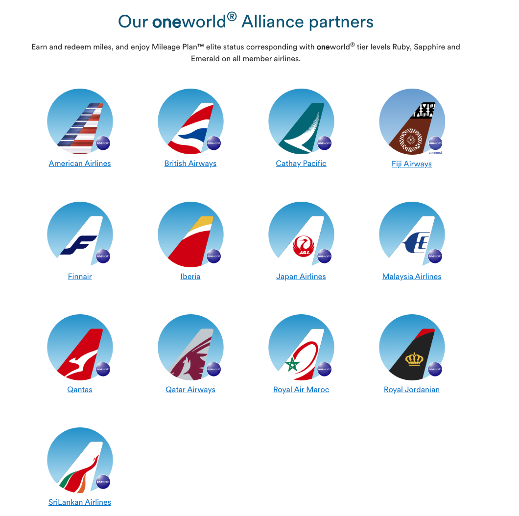 Photo of Alaska Airlines's Oneworld partners