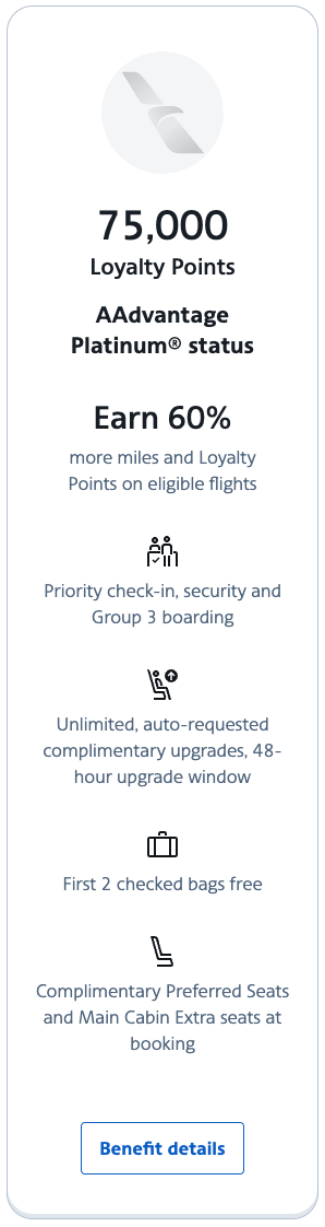 Screenshot of benefits for AA Platinum - Source: AA.com