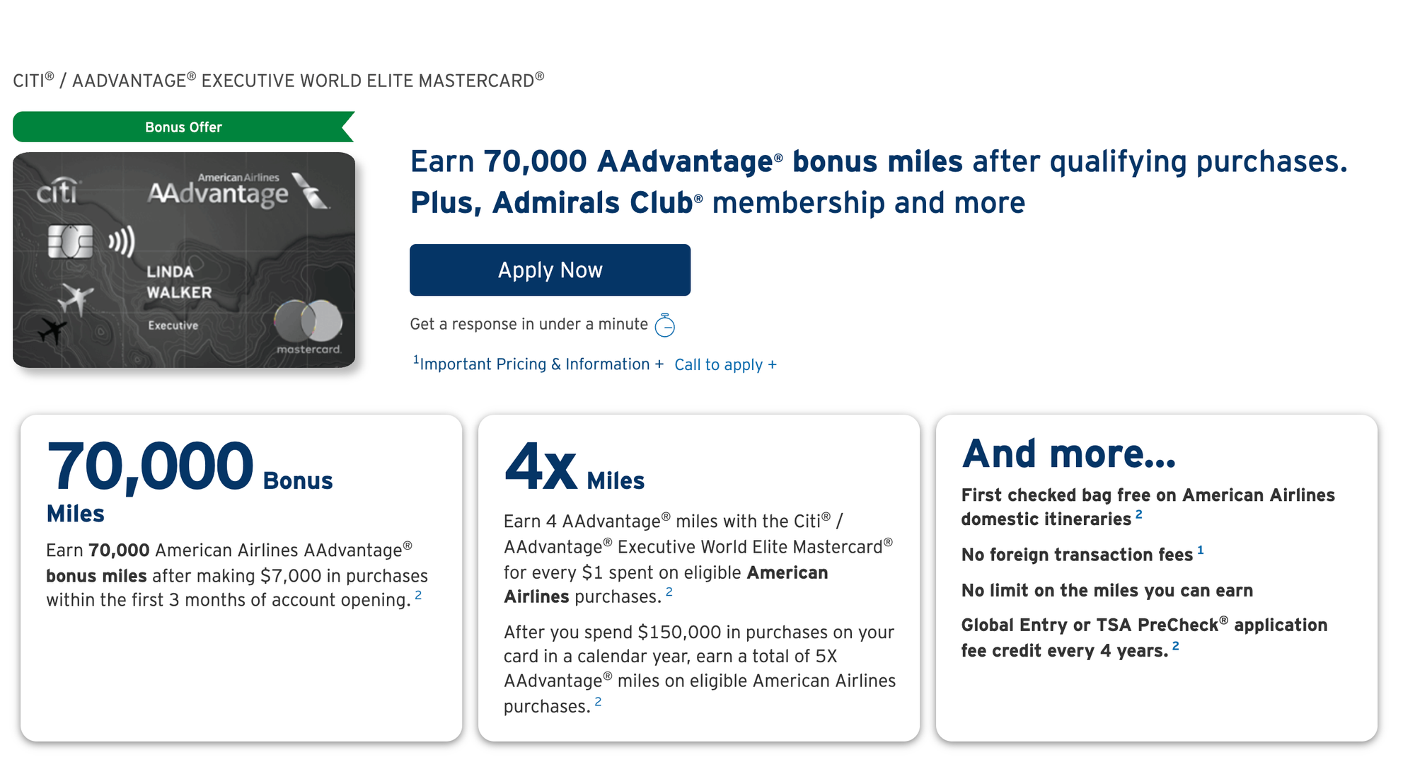 Screenshot of Citi AAdvantage Card - Source: Citi.com