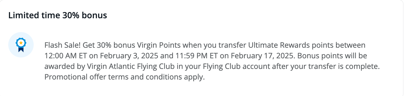 Terms of the transfer bonus - Source: Chase.com