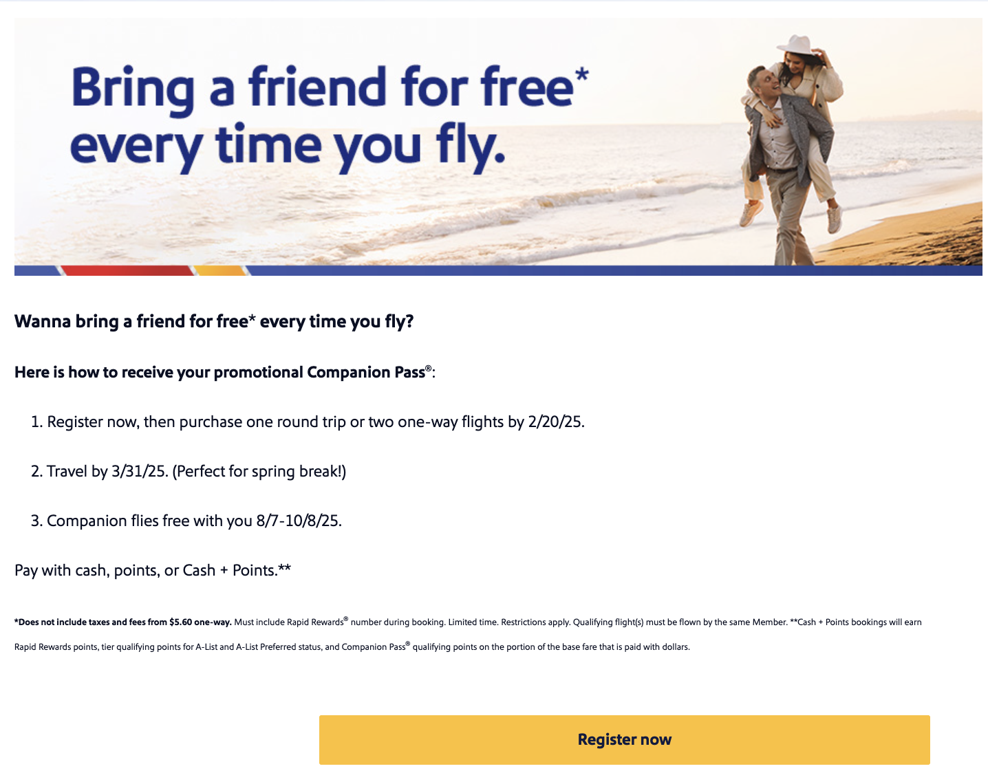 Register BEFORE you book your flights - Source: Southwest.com