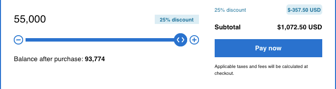 Select how many points you want to buy using the slider - Source: Hyatt