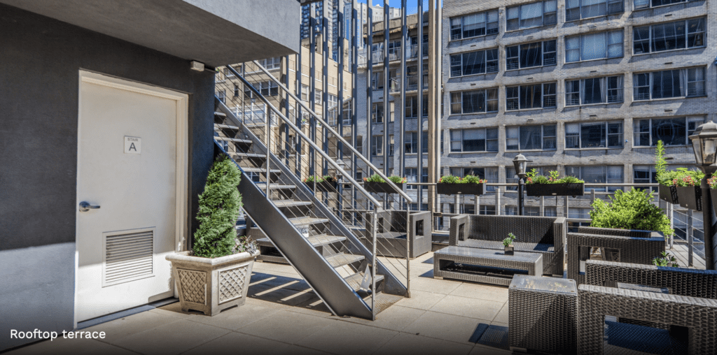 a metal stairs outside of a building