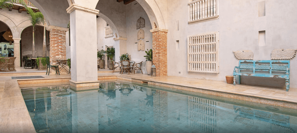 a pool in a building