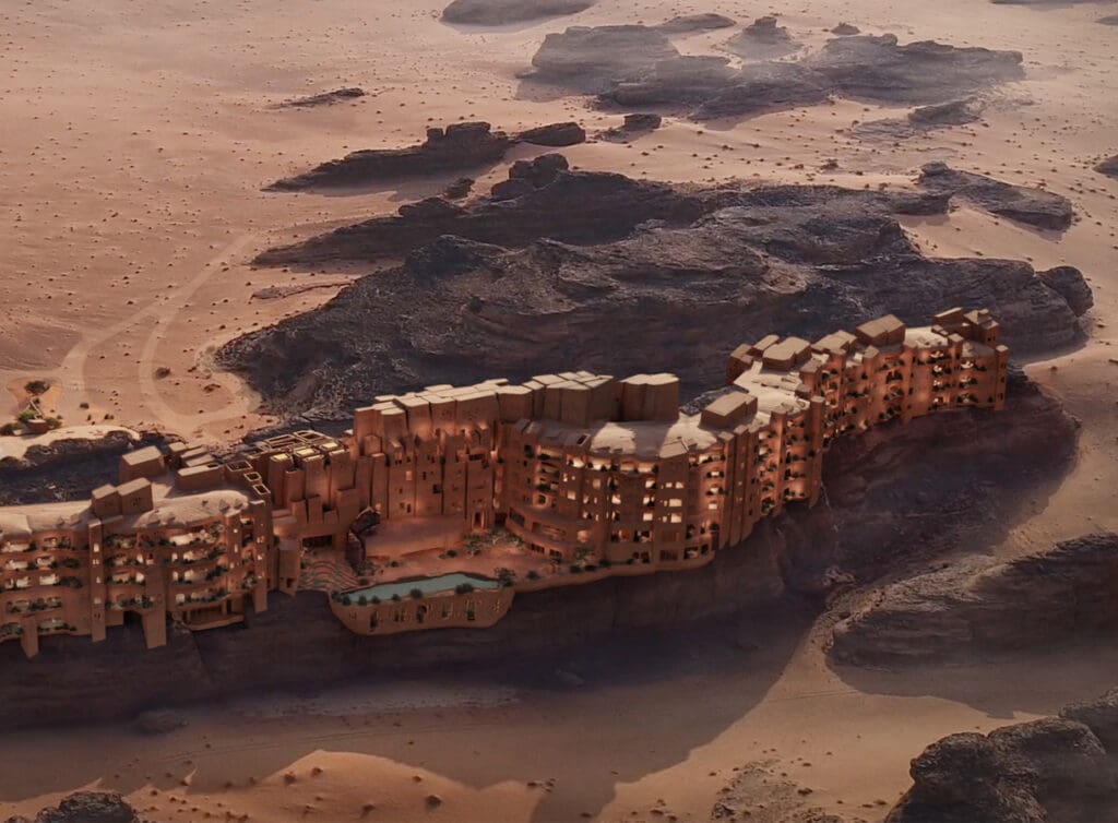 a building in the desert