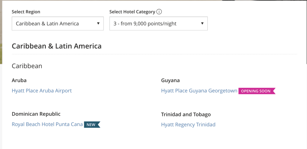 a screenshot of a hotel category