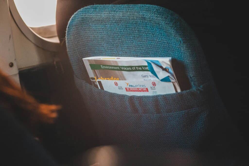 a magazine in a seat pocket