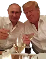 Putin and Trump holding wine glasses